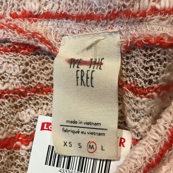 Free People NEW Striped Sweater Oversized Red Stripes Loose Knit Medium - Picture 4 of 8